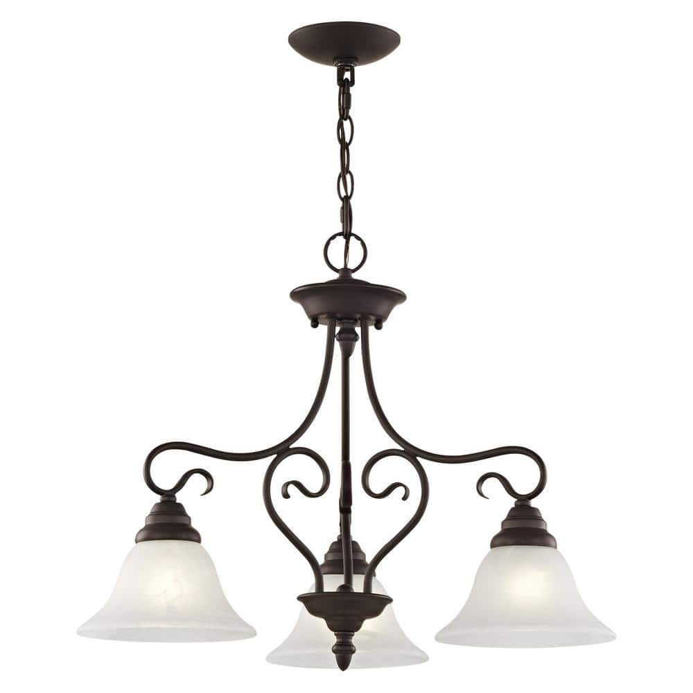 Timeless Bronze 3-Light Chandelier with White Alabaster Glass