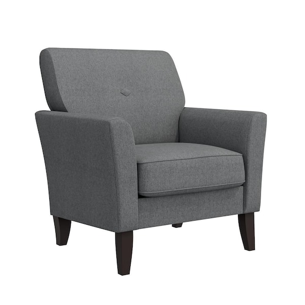 Handy Living Alex Smoky Gray Plush Low-Pile Velour Fabric Transitional Flared Arm Chair
