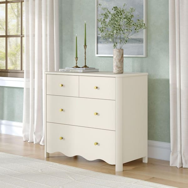 linen chest dresser PLANK+BEAM Marelle Linen White 4 Drawer 35 in. Chest of Drawers