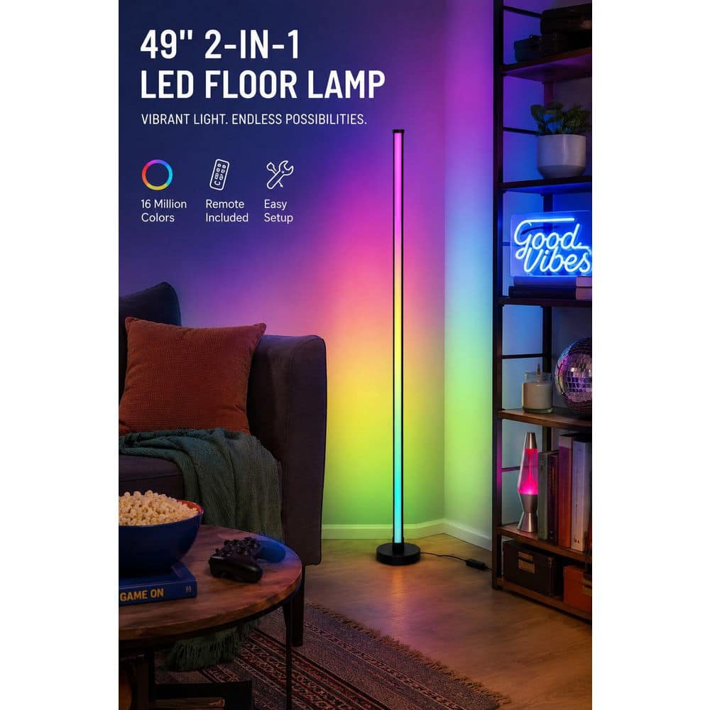 Alsy 49 in. Black Indoor LED Light Bar Lamp with RGB Function