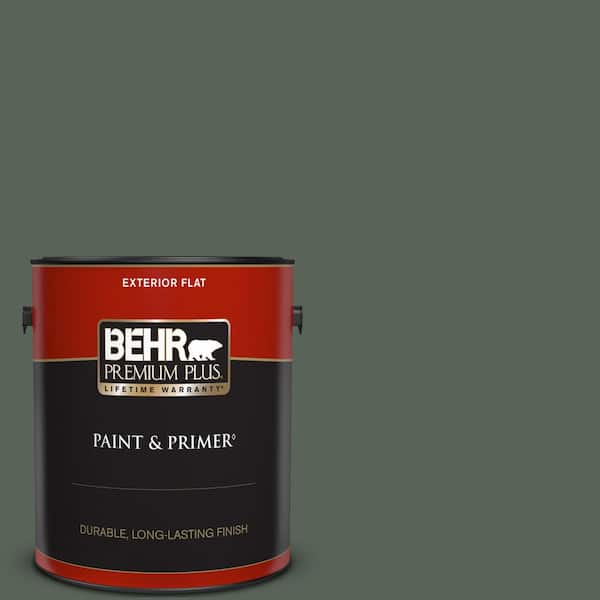BEHR PREMIUM PLUS 1 gal. #ECC-21-3 Imperial Palm Flat Exterior Paint & Primer