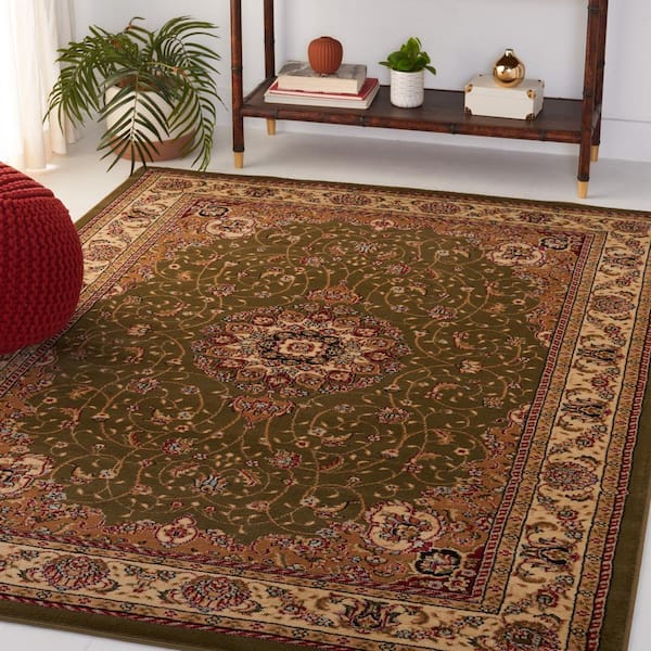 Lyndhurst Sage/Ivory 9 ft. x 12 ft. Floral Border Antique Area Rug