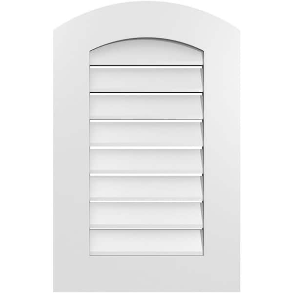 Ekena Millwork 18 in. x 26 in. Arch Top Surface Mount PVC Gable Vent: Decorative with Standard Frame
