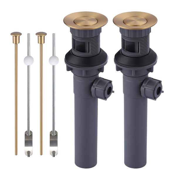 2-Pack 2 1/8 in. x 8 5/8 in. x 8 5/8 in Bathroom Sink Lift Rod Drain in Brushed Gold