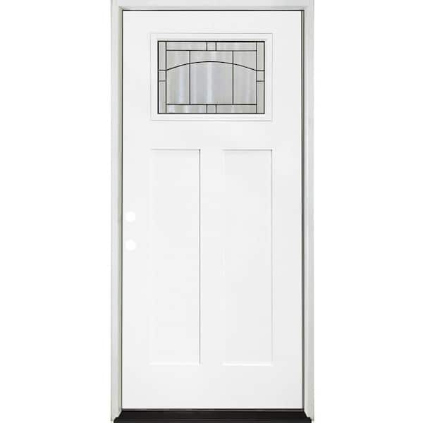 Legacy Knox 36 in. x 80 in. Right-Hand/Inswing Toplite 1/4 Decorative Glass White Primed Fiberglass Prehung Front Door