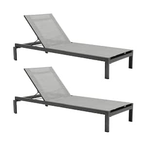 Solana Grey 2-Piece Outdoor Metal Chaise Lounge