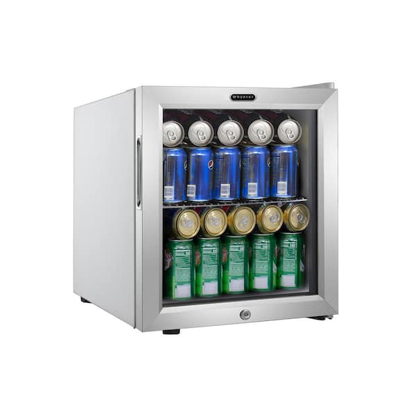 17 in. 68 (12 oz.) Can Cooler 1.6 cu. ft. Beverage Cooler Mini Refrigerator with Lock in Stainless Steel