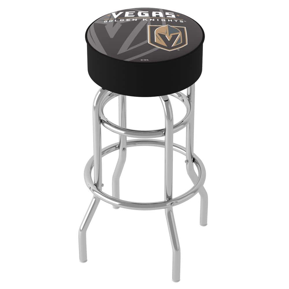 Vegas Golden Knights Watermark 31 in. Black Backless Metal Bar Stool with V