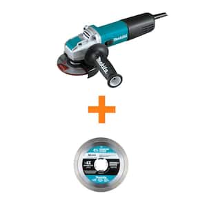 7.5 Amp Corded 4.5 in. X-LOCK AC/DC Switch Angle Grinder with 4.5 in. Diamond Ceramic and Granite Cutting Blade