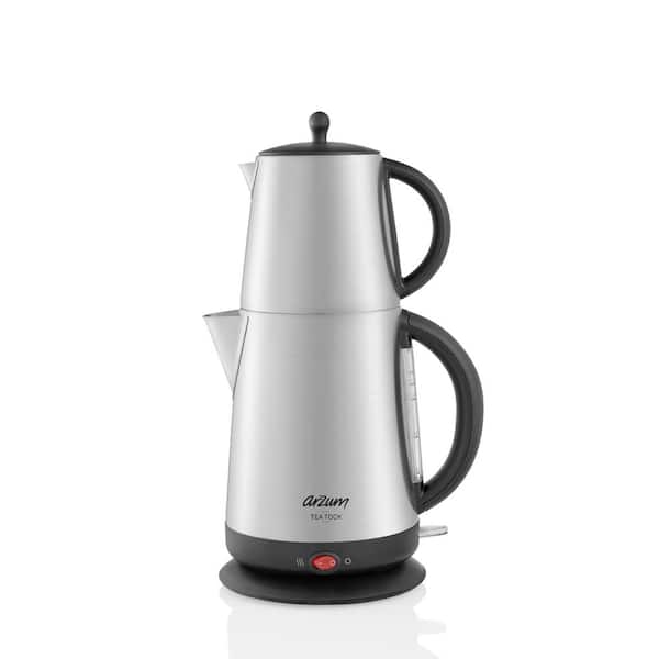 arzum okka Tea Tock 12-Cup Electric Kettle/Turkish Tea Maker Stainless Steel