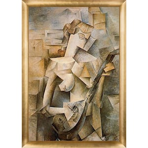 Girl with Mandolin (Fanny Tellier) by Pablo Picasso Gold Luminoso Framed People Oil Painting Art Print 27 in. x 39 in.