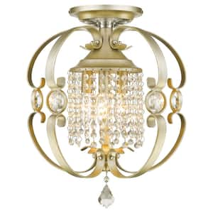 Ella 3-Light White Gold Semi-Flush Mount Light