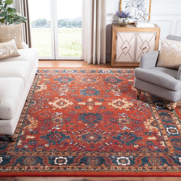 Vintage Hamadan 9 ft. x 12 ft. Orange/Blue Oriental Area Rug