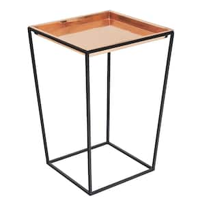 22 in. Tall Black Powder Coat Steel Large Indoor/Outdoor Arne Plant Stand with Copper Tray