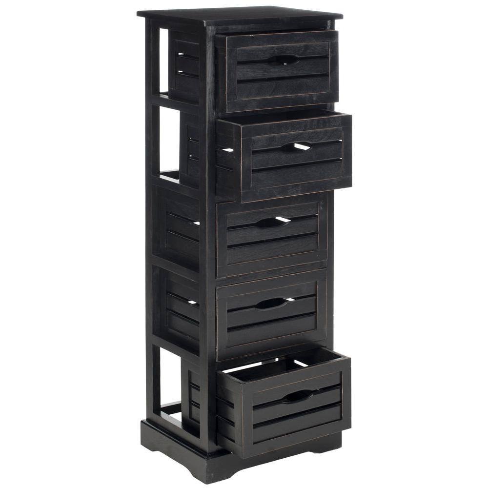 Sarina Black Pine 5-Drawer Coastal Chest
