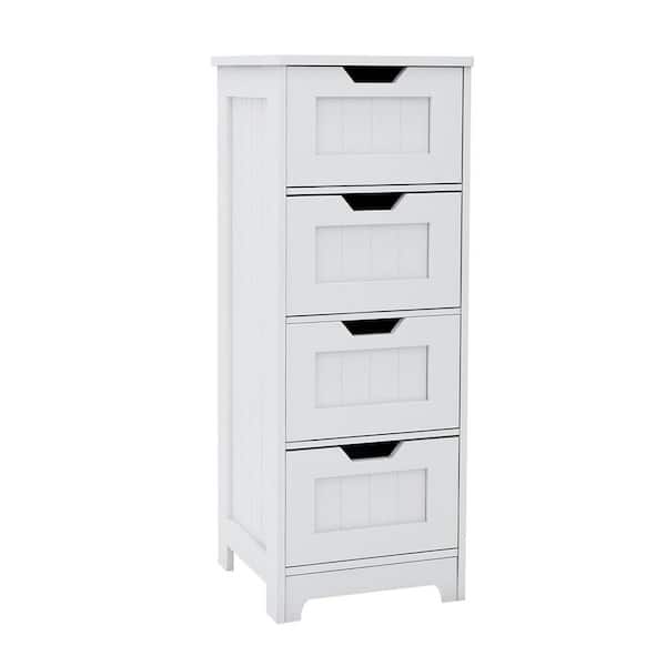 12 in. W x 12 in. D x 32 in. H Freestanding Linen Cabinet with 4 Drawers for Bathroom, Living Room and Kitchen, White