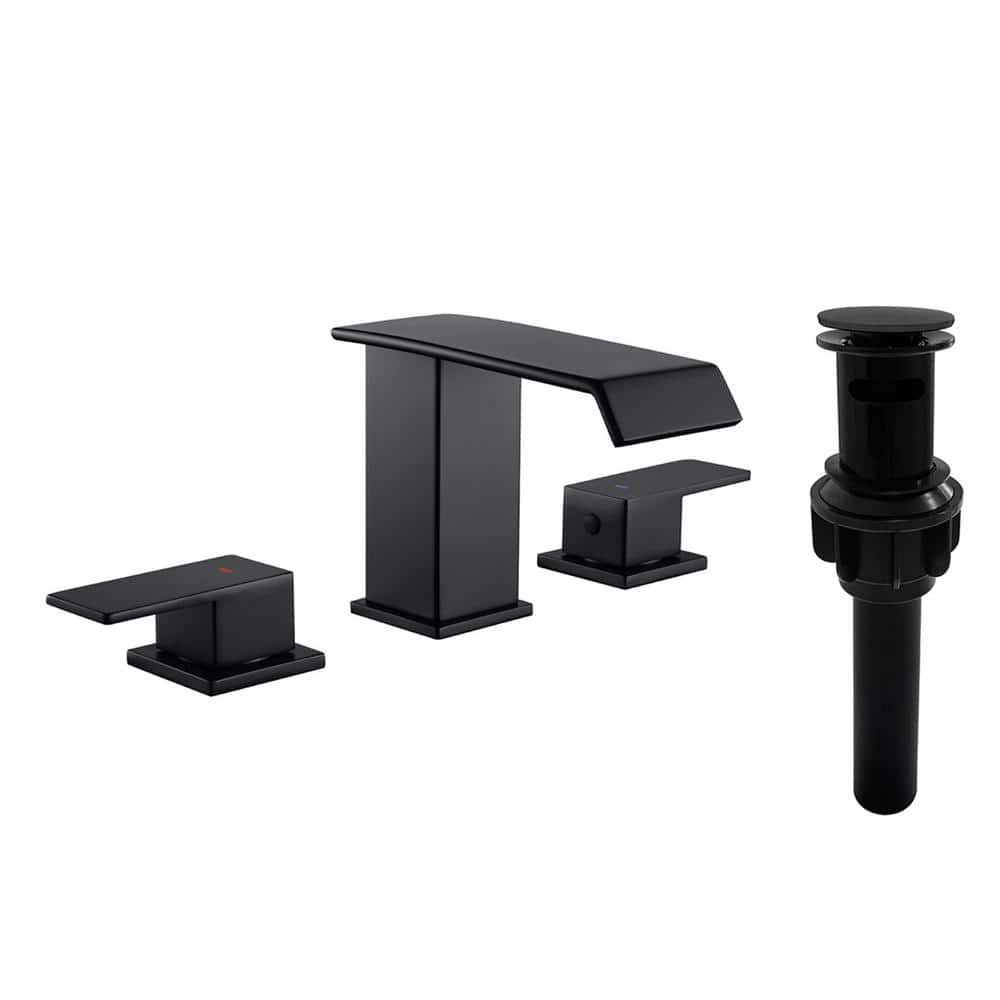 Fapully Modern 8 in. Widespread Low Arc Bathroom Faucet with Drain