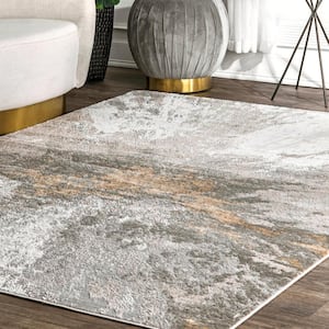 Contemporary Abstract Cyn Silver Doormat 2 ft. x 3 ft.  Area Rug