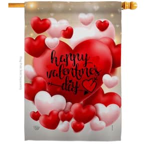 28 in. x 40 in. Pop Hearts Valentines Day Spring House Flag Double-Sided Decorative Vertical Flags