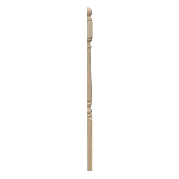 Stair Parts 4010 48 in. x 3 in. Unfinished Poplar Ball Top Half Newel Post for Stair Remodel