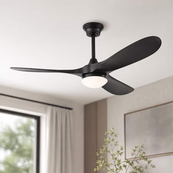 60 in. Indoor Downrod Mount Matte Black 3 ABS Blades Standard Ceiling Fan with Remote 6-Speed, DC Motor Reversible