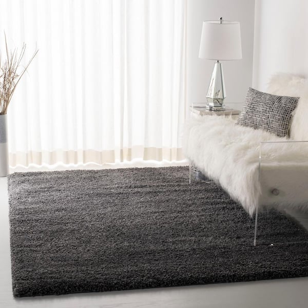 California Shag Dark Gray 4 ft. x 6 ft. Solid Area Rug