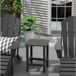 Mason 18 in. Gray Poly Plastic Fade Resistant Outdoor Patio Square Adirondack Side Table