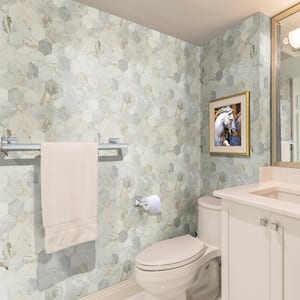 Arabescato Venato 11.6 in. x 10 in. Peel and Stick Marble Mosaic Tile (0.81 sq.ft./Each)