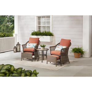 Valley Spring 5-Piece Wicker Patio Conversation Set with Sienna Cushions