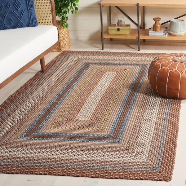 Braided Brown/Multi Doormat 2 ft. x 3 ft. Border Area Rug