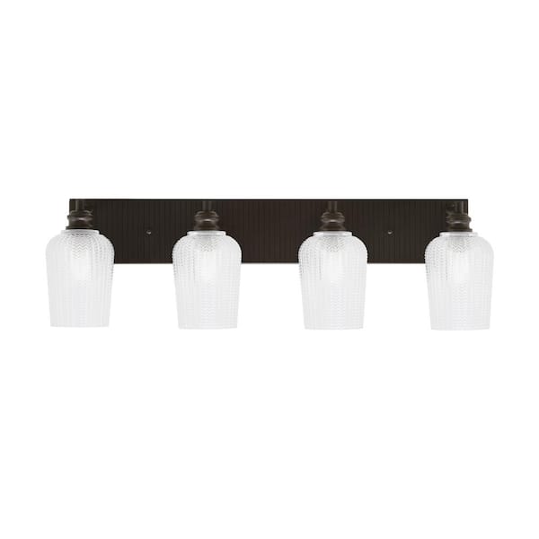 Unbranded Albany 32.25 in. 4 Light Espresso Vanity Light with Clear Textured Glass Shades