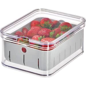 Recycled Plastic Produce Storage Container with Lid and Colander Basket (1-Pack)
