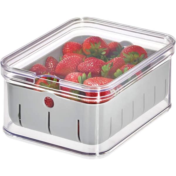 Adrinfly Recycled Plastic Produce Storage Container with Lid and Colander Basket (1-Pack)