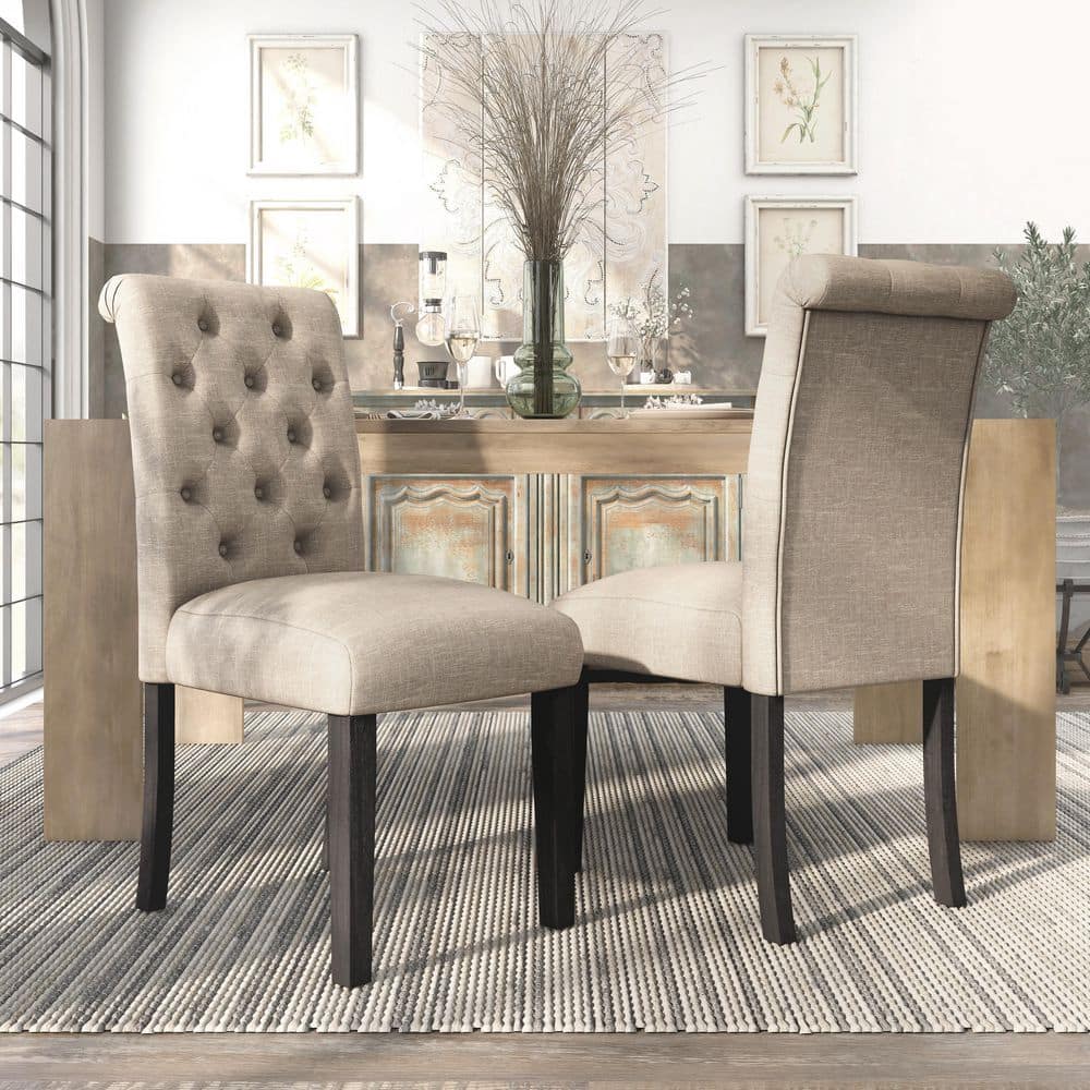 Lorcan Farmhouse Upholstered Antique Black and Ivory Side Chairs (Set of 2) price history on PriceWatchPro