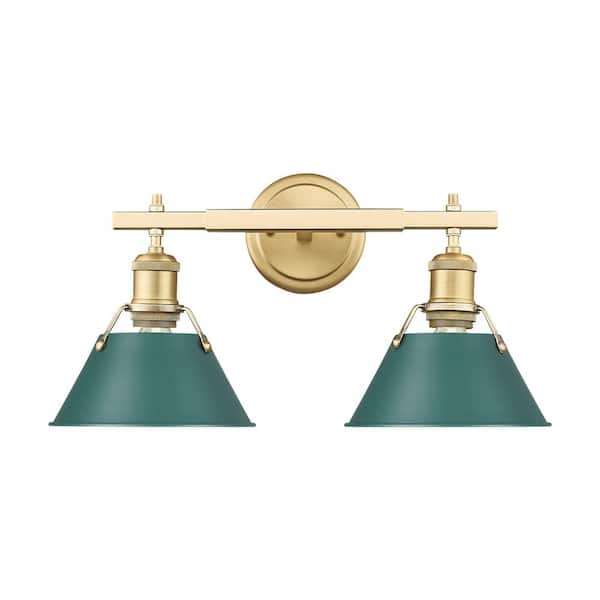 Orwell 8.5 in. 2-Light Gold Vanity Light with Pine Green
