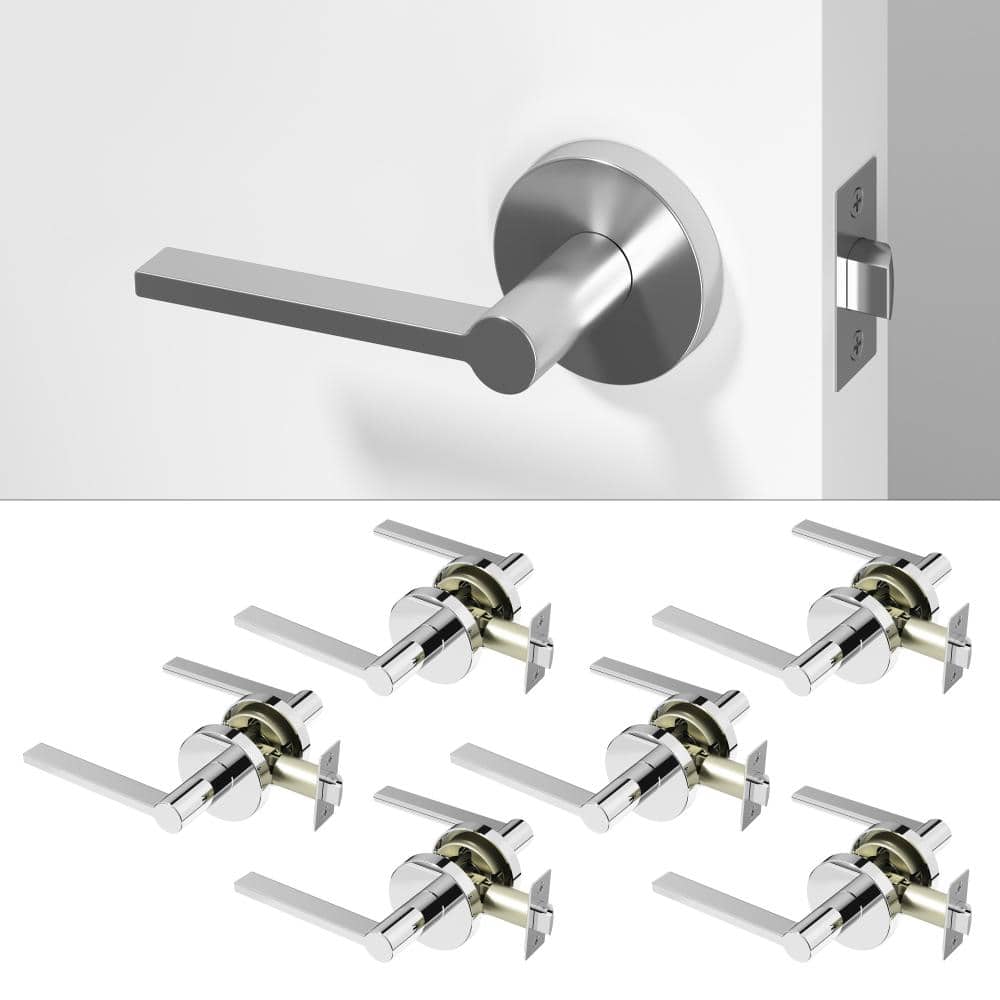 Muse Metal Chrome Passage Hall/Closet Flat Door Handle with Round Rosette 6-Pack price history on PriceWatchPro