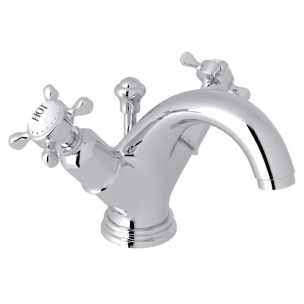 Edwardian Single Hole 2-Handle Bathroom Faucet in Polished Chrome