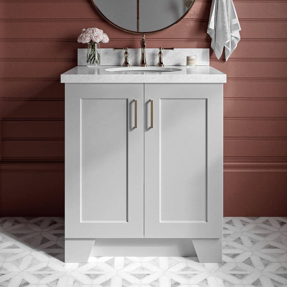 Taylor 30 in. Single Sink Freestanding Bathroom Vanity in Gray with Carrara White Marble Top price history on PriceWatchPro