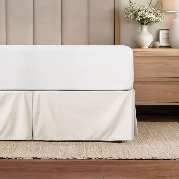 Becky Cameron 14 in. Ivory Solid King Bed Skirt