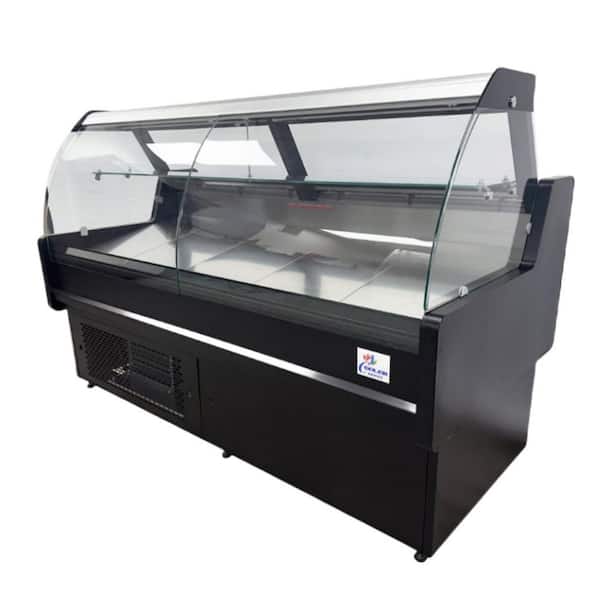 NSF Commercial 71 in. 32 cu. ft. Glass Door Refrigerated Seafood and Meat Display Deli Case Cooler in Black