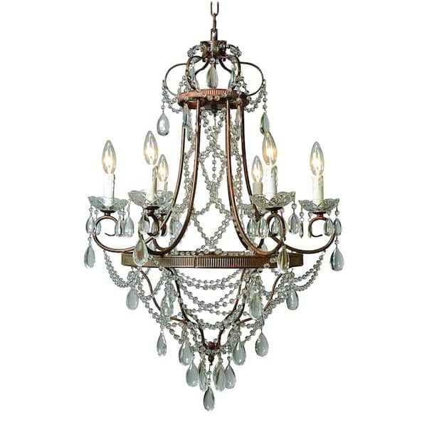 Little Tree Ancel 6-Light Rust No Decorative Accents Lantern Lantern Chandelier for Living Room