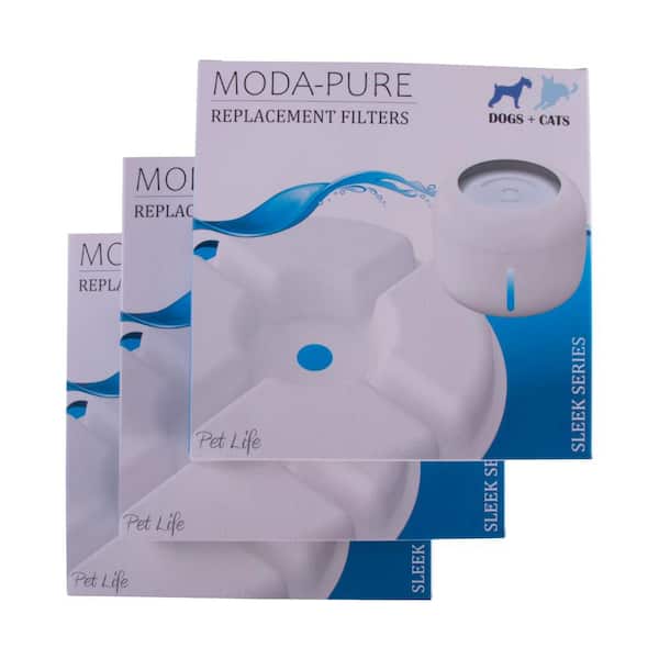 PET LIFE Moda-Pure' Filtered Dog and Cat Fountain - Replacement Filters 3-Pack