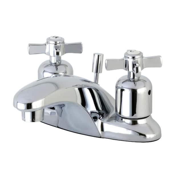 Kingston Brass Kaiser Cross 4 in. Centerset 2-Handle Bathroom Faucet in Chrome
