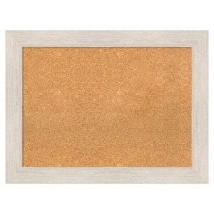 Hardwood Whitewash Wood Framed Natural Corkboard 33 in. x 25 in. Bulletin Board Memo Board