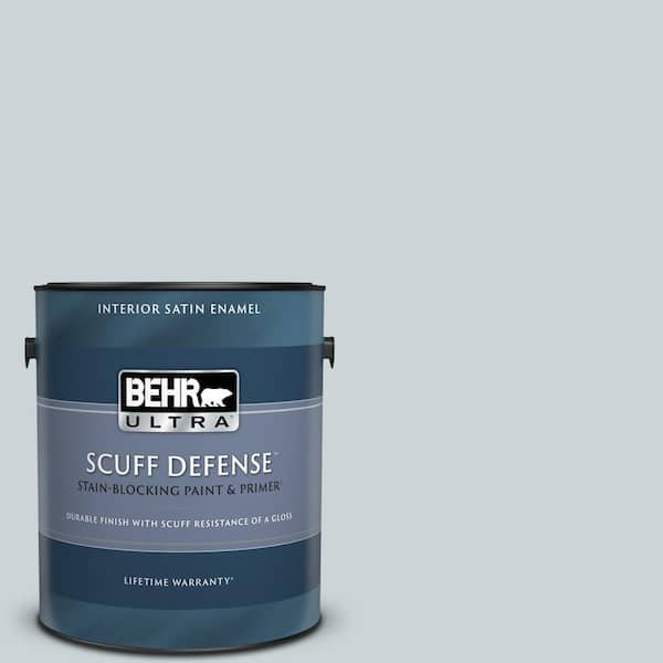 BEHR ULTRA 1 gal. #N470-1 Ash Blue Extra Durable Satin Enamel Interior Paint & Primer