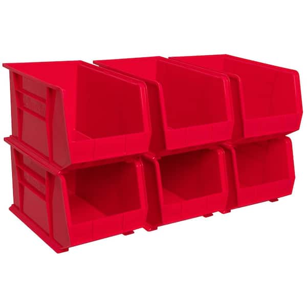 30260 Series, 11 in. W x 18 in. D x 10 in. H, Red Plastic Stackable Storage Bins Hanging Organizer, 6-Pack
