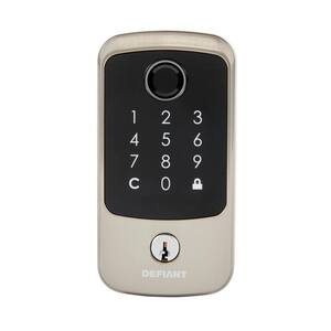 Hubspace Satin Nickel Square Biometric Fingerprint Electronic Touchpad Deadbolt