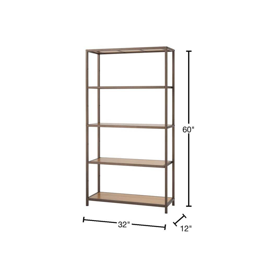 Bronze Anthracite 5-Tier Adjustable Bamboo Shelving Unit