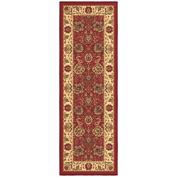 Homeline Non-Slip Rubberback 2 ft. x 3 ft. Oriental Indoor Entryway Mat, Dark Red Area Rug