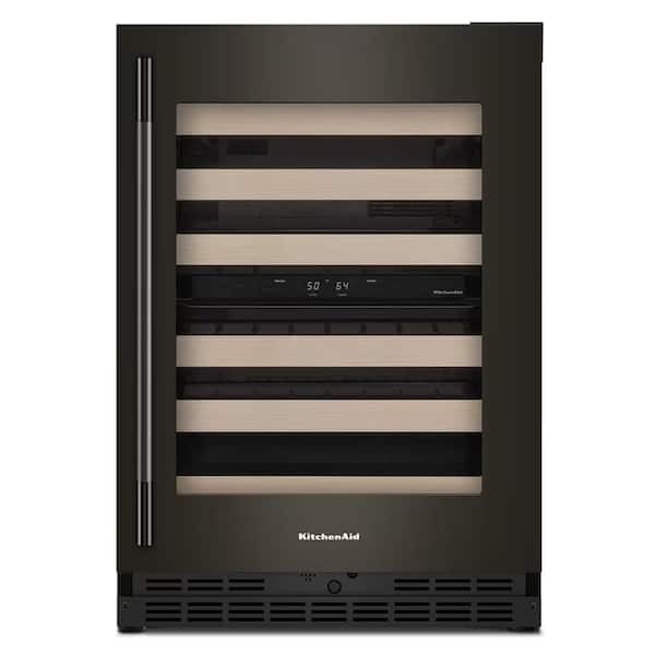 24 in. Dual Zone 46-Wine Bottles Beverage & Wine Cooler in Black Ore